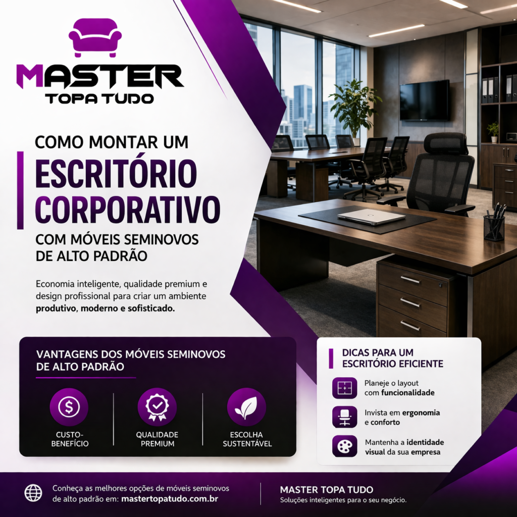 Como montar um escritório corporativo com móveis seminovos de alto padrão