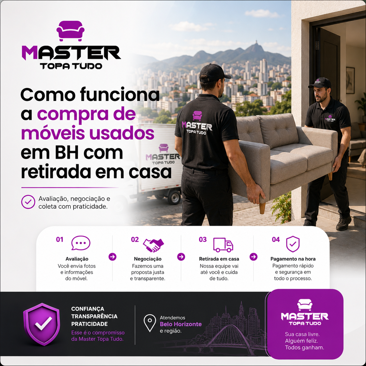 Como funciona a compra de móveis usados em BH com retirada em casa